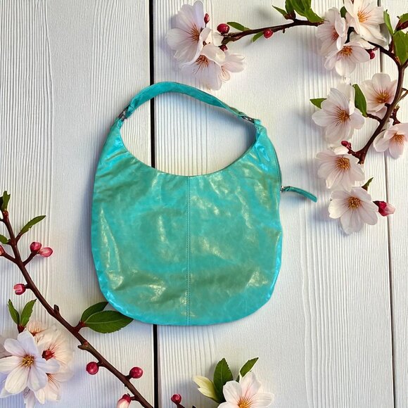 HOBO International Light Green Leather Shoulder Bag Boho Large - Picture 1 of 8